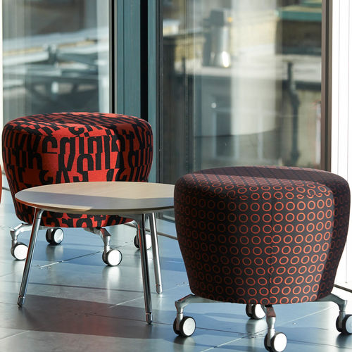 Tabouret contemporain - POINT - Orange Box - en tissu / tapissé / à roulettes