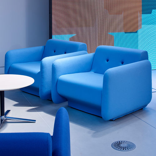 Fauteuil visiteur contemporain - CAMPUS - Orange Box - en tissu / gris / bleu