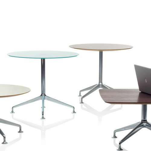 Table bistrot contemporaine - DUNE - Orange Box - en bois / en verre / ronde