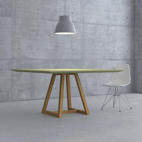 Table à manger contemporaine - MARGO LINO - vitamin design - en bois massif / en linoléum / avec piètement en chêne