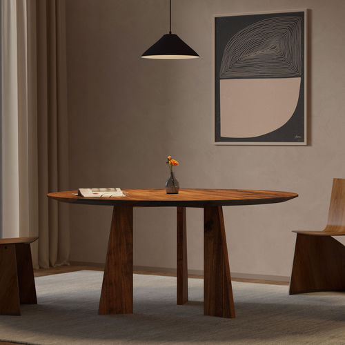 Table contemporaine - PYLON ROUND - vitamin design - en chêne / en bois massif / en noyer