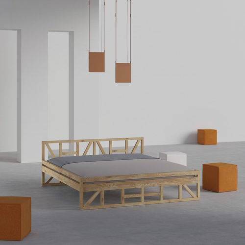 Lit double - FACHWERK - vitamin design - contemporain / avec tête de lit / en bois massif