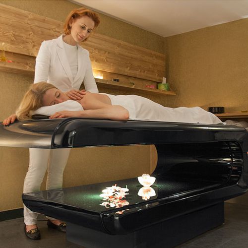 Table de massage fixe - "SQUARE" - Fabio Alemanno Design Ltd - humide / professionnelle