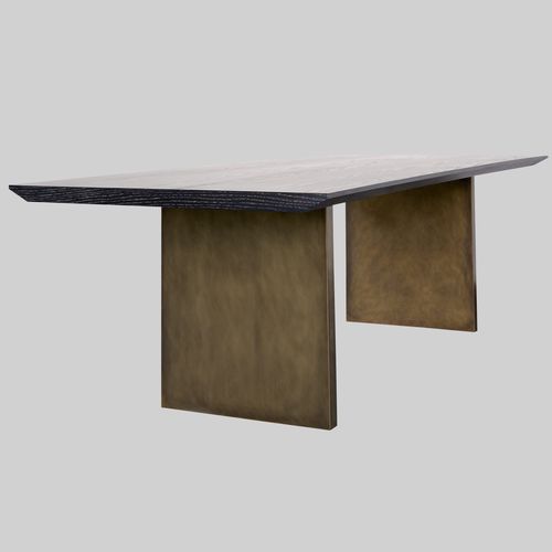 Table à manger contemporaine - MARMARA - Aguirre Design - en chêne / avec piètement en laiton / rectangulaire