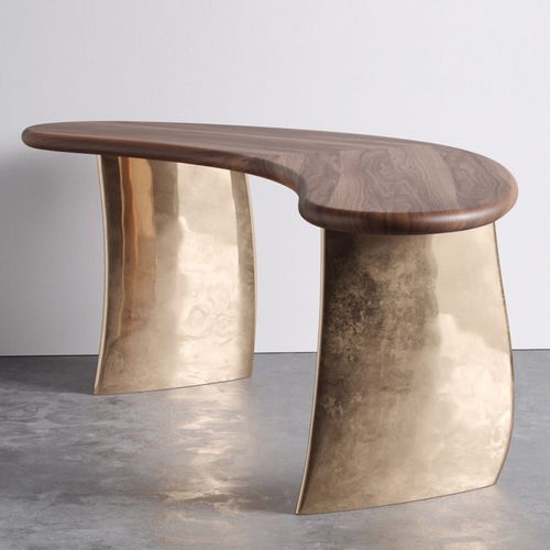 Bureau contemporain - KAIMANA - Aguirre Design - en noyer / en bronze / sur mesure