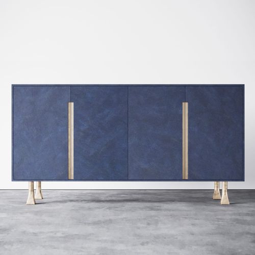 Buffet contemporain - SPANIOL - Aguirre Design - en noyer / en bronze / en cuir