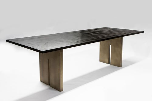 Table à manger contemporaine - SALOME - Aguirre Design - en bambou / avec piètement en laiton / rectangulaire