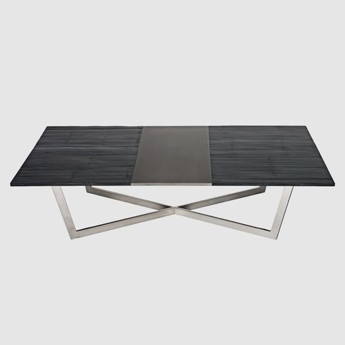Table basse contemporaine - MADISON - Aguirre Design - en bambou / en acier inoxydable / avec piètement en acier inoxydable