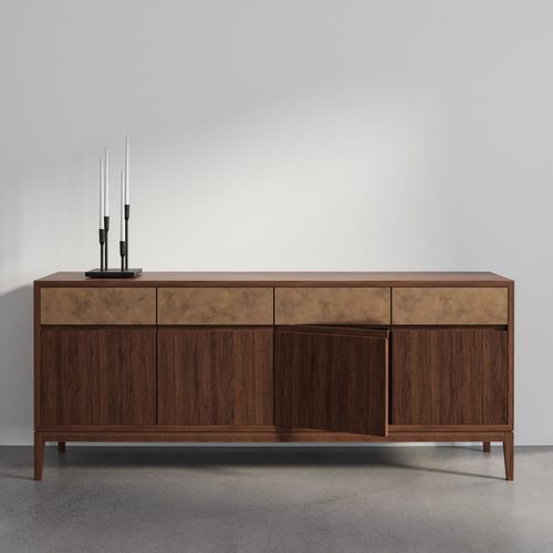 Buffet contemporain - NOGAL - Aguirre Design - en noyer / en laiton / sur mesure