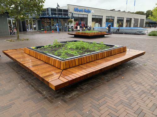 Jardinière en bois - UTRECHT - ANAE street furniture - en acier à revêtement par poudre / rectangulaire / à haute résistance