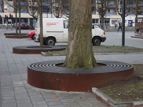 Bordurette d'arbre - DOURO - ANAE street furniture - en acier COR-TEN® / circulaire