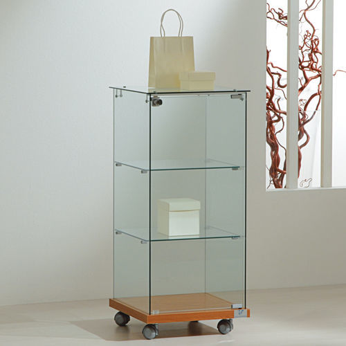 Vitrine contemporaine - 4/90 - Italvetrine - en îlot / en verre trempé / en wengé
