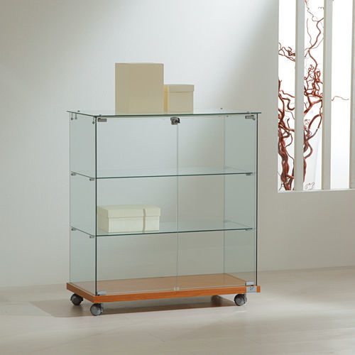 Vitrine contemporaine - 8/90 - Italvetrine - en verre trempé / en wengé / en cerisier