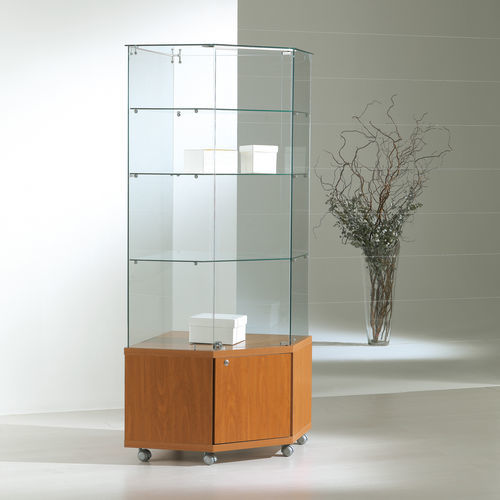 Vitrine contemporaine - 7/18M - Italvetrine - en îlot / en verre trempé / en wengé
