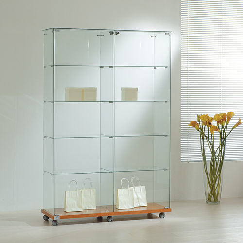 Vitrine contemporaine - 12/18 - Italvetrine - en îlot / en verre trempé / en wengé