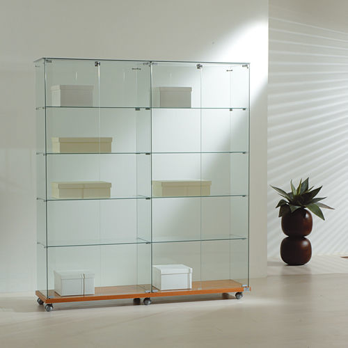 Vitrine contemporaine - 16/18 - Italvetrine - en îlot / en verre trempé / en wengé