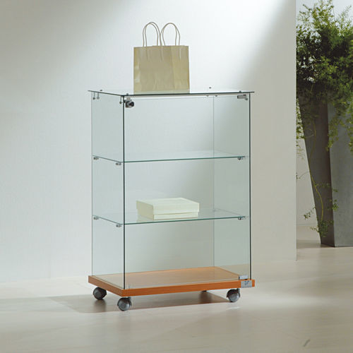 Vitrine contemporaine - 6/90 - Italvetrine - en îlot / en verre trempé / en wengé