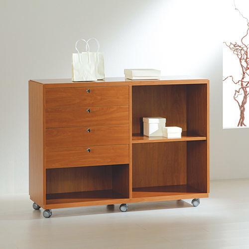 Caisson de bureau en bois - 12/90B - Italvetrine - à 4 tiroirs / à roulettes