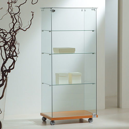 Vitrine contemporaine - 6/14 - Italvetrine - en îlot / en verre trempé / en wengé