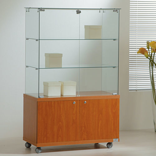 Vitrine contemporaine - 8/14M - Italvetrine - en îlot / en verre trempé / en wengé