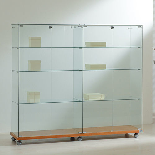 Vitrine contemporaine - 16/14 - Italvetrine - en îlot / en verre trempé / en wengé