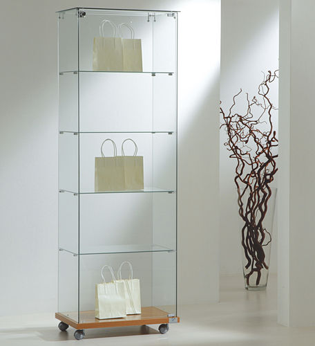 Vitrine contemporaine - 6/18 - Italvetrine - en îlot / en verre trempé / en wengé