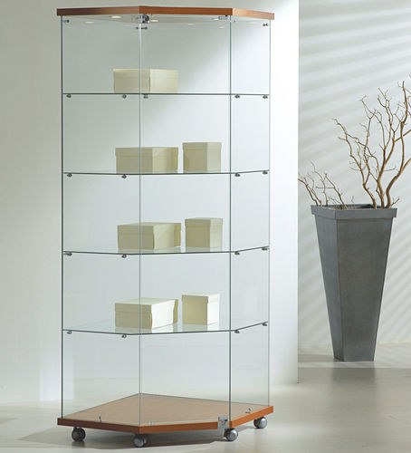 Vitrine contemporaine - 7/18L - Italvetrine - en îlot / en verre trempé / en wengé