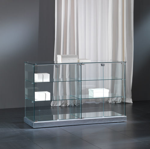 Vitrine contemporaine - 14/B - Italvetrine - en verre trempé / en simili cuir / visible