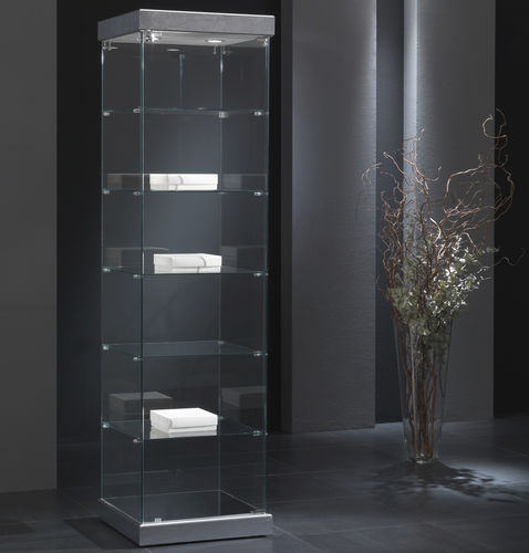 Vitrine contemporaine - 5/S - Italvetrine - en verre trempé / en simili cuir / éclairée