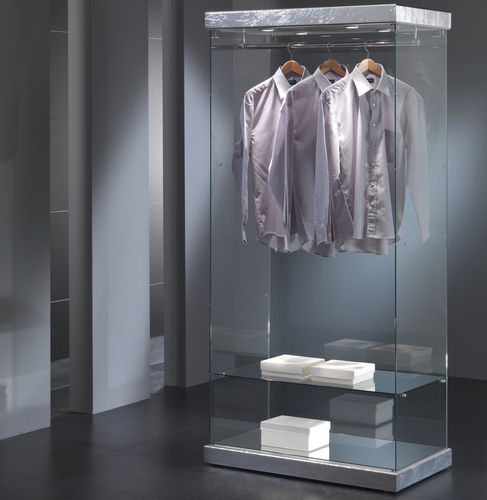 Vitrine contemporaine - 9/SA - Italvetrine - en verre trempé / en simili cuir / éclairée