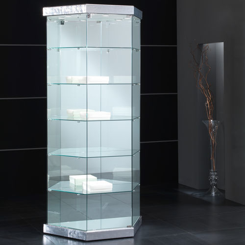 Vitrine contemporaine - 9/TR - Italvetrine - en verre trempé / en simili cuir / éclairée