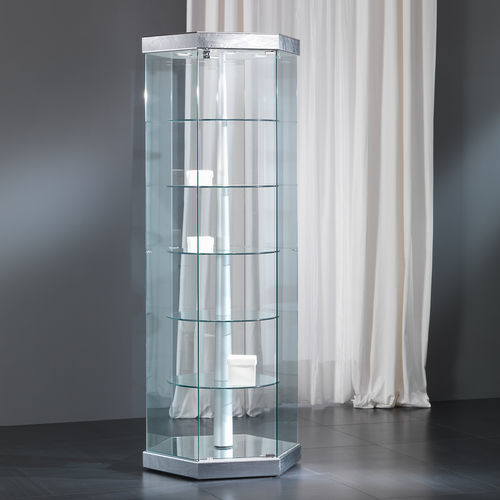 Vitrine contemporaine - 7/G - Italvetrine - en verre trempé / en simili cuir / éclairée