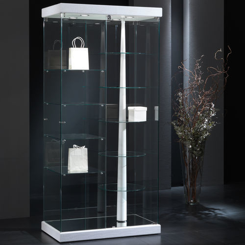 Vitrine contemporaine - 9/G - Italvetrine - en verre trempé / en simili cuir / éclairée