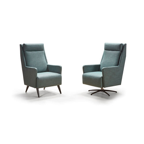 Fauteuil contemporain - JOHN - MANUEL LARRAGA - en tissu / avec repose-tête / à dossier haut