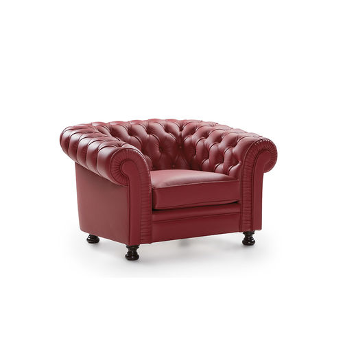 Fauteuil chesterfield - CHESTER - MANUEL LARRAGA - en cuir / rouge / contract