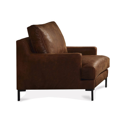 Fauteuil contemporain - JUNE - MANUEL LARRAGA - en cuir / en tissu / marron
