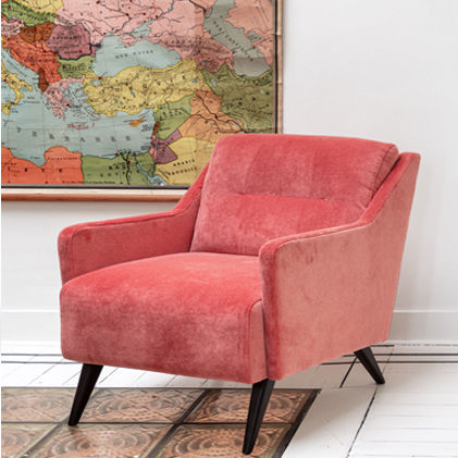 Fauteuil contemporain - BERNARD - MANUEL LARRAGA - en tissu / gris / marron