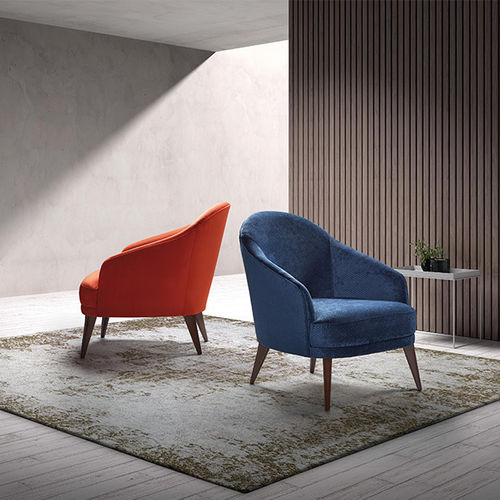 Fauteuil classique - LUCIA - MANUEL LARRAGA - en cuir / en tissu / bleu