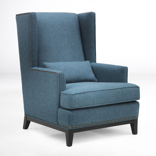 Fauteuil contemporain - ANETO - MANUEL LARRAGA - en tissu / bergère / marron