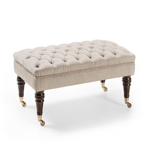 Banquette chesterfield - ISABEL - MANUEL LARRAGA - en tissu / avec piètement en bois / contract