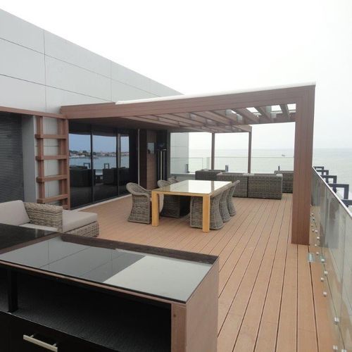 Pergola autoportée - Tecnodeck - adossée / en bois composite / en aluminium laqué