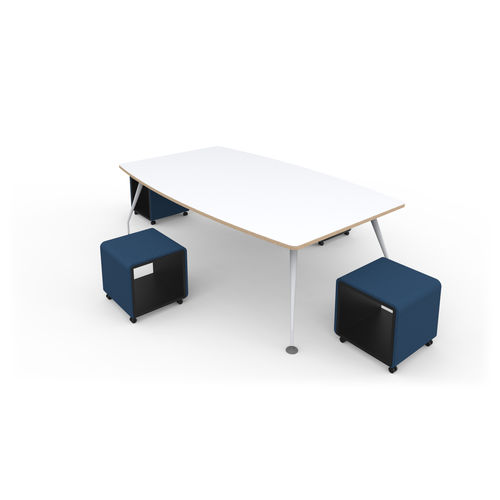 Table de réunion contemporaine - CELL - Dynamobel - en bois laqué / en métal / avec piètement en métal