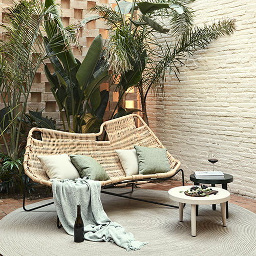 Canapé contemporain - PEPE - expormim - en rotin / à coussins / beige
