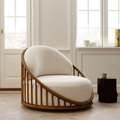 Fauteuil contemporain - CASK - expormim - en tissu / en rotin / avec coussin amovible
