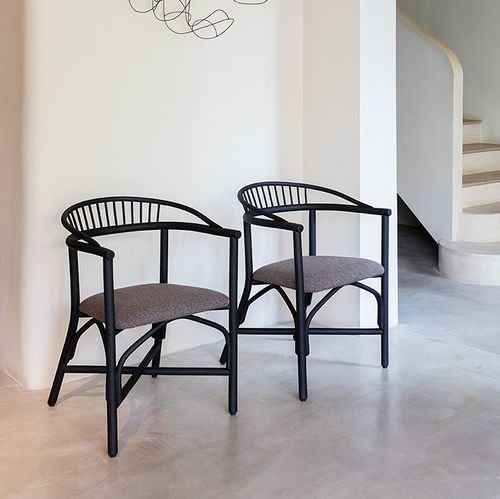 Chaise de salle à manger contemporaine - Altet - expormim - d'intérieur / en tissu / avec piètement en rotin
