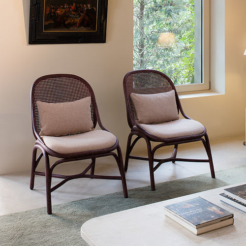 Fauteuil contemporain - Frames - expormim - en tissu / en rotin / avec coussin amovible