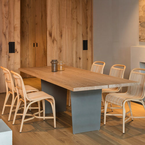 Table à manger contemporaine - SLATS - expormim - en chêne / en bois massif / en MDF laqué