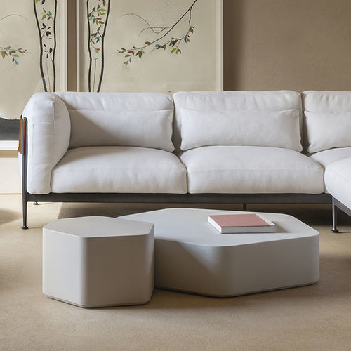 Table basse contemporaine - Talo - expormim - en verre trempé / en MDF laqué / avec piètement en MDF laqué