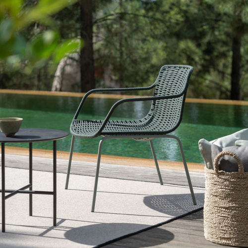 Fauteuil contemporain - LAPALA - expormim - en corde / en acier inoxydable laqué / avec repose-pieds