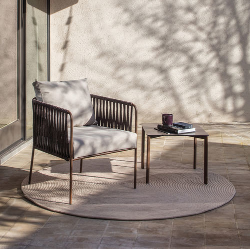 Fauteuil contemporain - NIDO - expormim - en tissu / en acier inoxydable / en corde